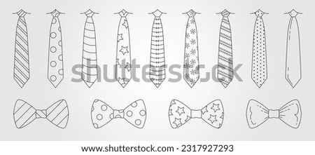 various of tie line art vector symbol illustration design, set of tie and bow tie design
