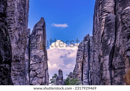 Bohemian Paradise (Cesky Raj), Kralovehradecky kraj, Czech Republic: Formation of rock towers in the Prachov Rocks (Prachovske Skaly).
