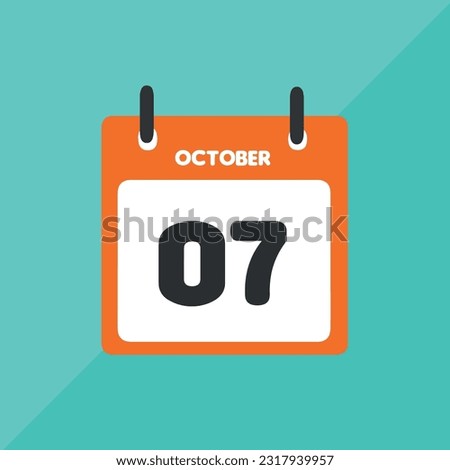 october 07 vector icon calendar Date, day and month Vector illustration, colorful background.