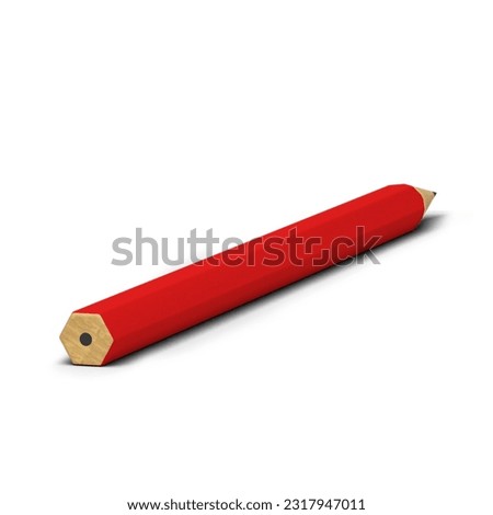 Red pencil large size isolated on grey background.