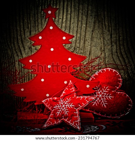 Christmas tree and decorations, background for congratulation cards and design