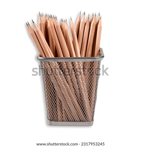 Bunch of pencils on the glass isolated on white background suitable for your back to school concept.