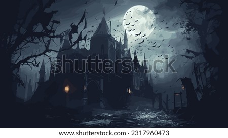 Gothic Vampire Castle Vector Dark and Mysterious Illustration for Fantasy and Horror Themes Royalty-Free Stock Photo #2317960473