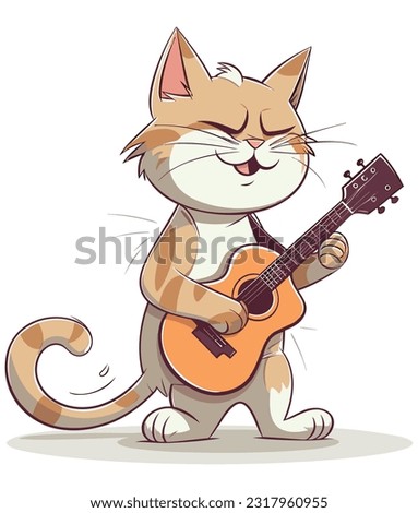 cat playing Guitar illustration. cat Illustration