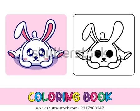 Vector coloring book animal activity. Coloring book cute animal for education cute bunny black and white illustration

