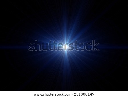 Blue light on black background