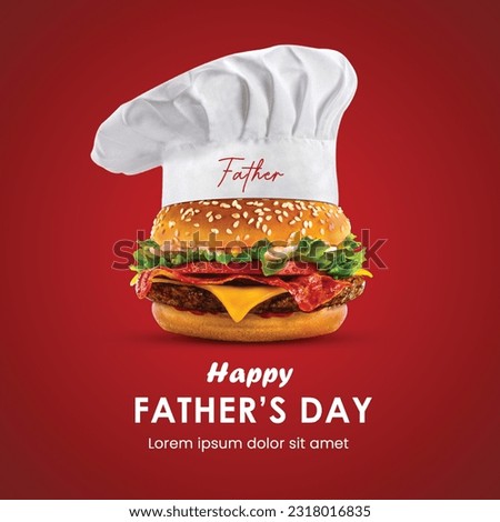 Happy Father's Day restaurant Concept. Father symbol shape with burger concept for restaurant and fast food brand for father's day. Restaurant and fast food 
