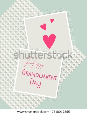 Happy Grandparents Day card greeting in vintage scrapbooking collage style, lace doily. Vector illustration