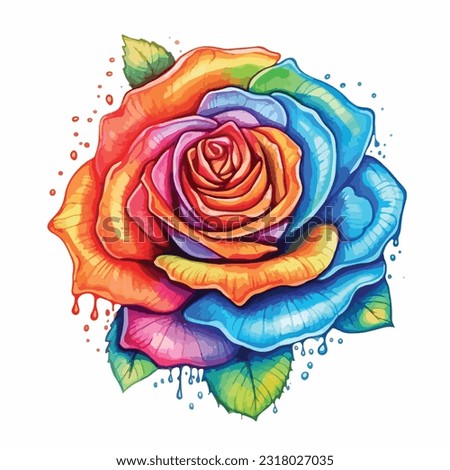 vibrant colorful rose clip art white background