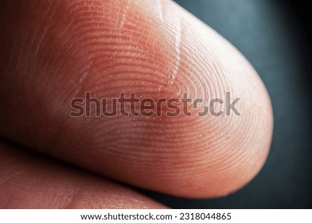 Fingerprint texture of finger skin close up. Macro photography Royalty-Free Stock Photo #2318044865