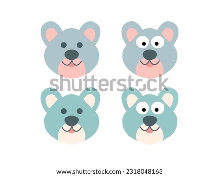 Cute animal faces. Cute dog drawing. Hand drawn characters.