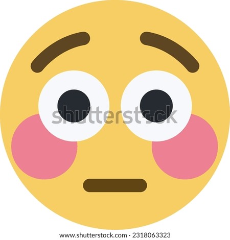 Top quality emoticon. Flushed emoji looks away. Embarrassed emoticon. Yellow face emoji. Popular element. Royalty-Free Stock Photo #2318063323