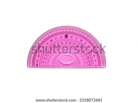 Plastic ruler, protractor isolated on white background