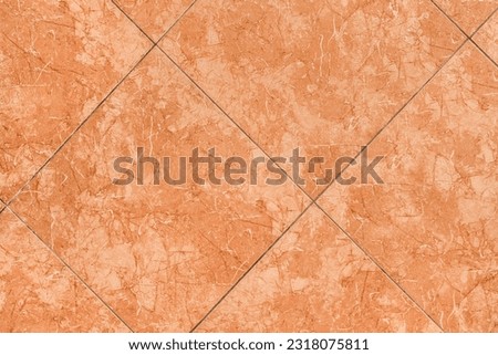 Orange brown ceramic floor tiles with abstract texture background pattern, top view.