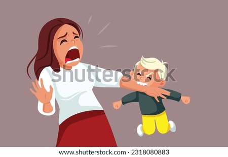 
Aggressive Toddler Biting his Mom Arm Vector Cartoon Illustration. Emotional mean kid acting out with aggression 
 Royalty-Free Stock Photo #2318080883