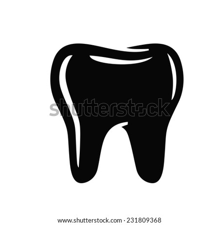 vector black Tooth icon on white background 