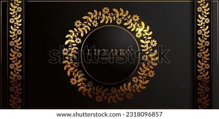 gold black luxury circle bunch of flowers background, mandala golden, artwork for royal card, banner, mockup design, boutique website template.