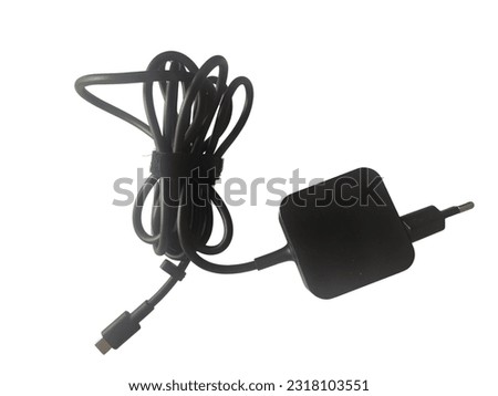 laptop charger images. Power Supply, notebook power Ac or Dc adapter. laptop battery charger on white background stock photos
