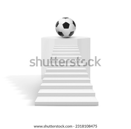 Soccer ball on stairway to success. Soccer game concept