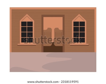Wild west town wooden wall cowboy bar where drinking and gambling the hard life for the old-timers and gatherings.Flat illustration