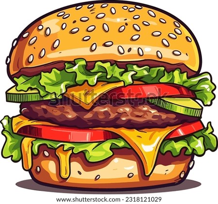 A very tasty hamburger, vector illustration  Royalty-Free Stock Photo #2318121029
