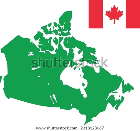Vector illustration of Canada map and Canadian flag.