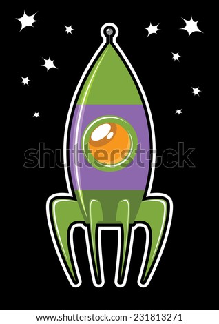space rocket on a black background with stars