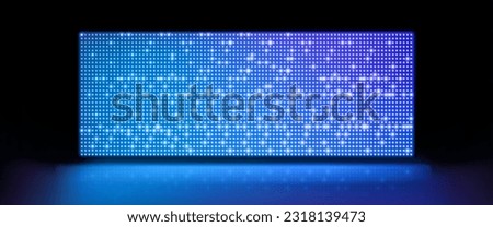 Led light screen concert or show background. Board wall stage with monitor glow tv pixel texture pattern. Digital television technology lcd projection studio for cinema or disco club performance. Royalty-Free Stock Photo #2318139473