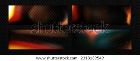Retro flare photo overlay with hologram and dust texture. Old film filter with dust effect set for rustic photography with noise. Abstract blurry gradient with scratch for picture in album design. Royalty-Free Stock Photo #2318139549