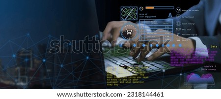 marketer analyzing data to find customer responses for promotion programs and channels of communication Royalty-Free Stock Photo #2318144461