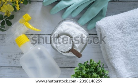 Cleaning tools and baking soda. Royalty-Free Stock Photo #2318148259