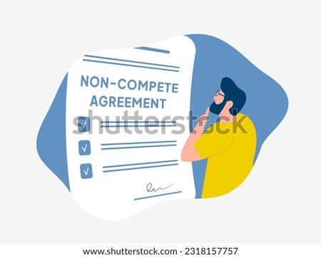 Non-compete Agreement legal form concept. Noncompete contract agreement between employee and employer to prevent competition. Non-compete Agreement vector illustration Royalty-Free Stock Photo #2318157757