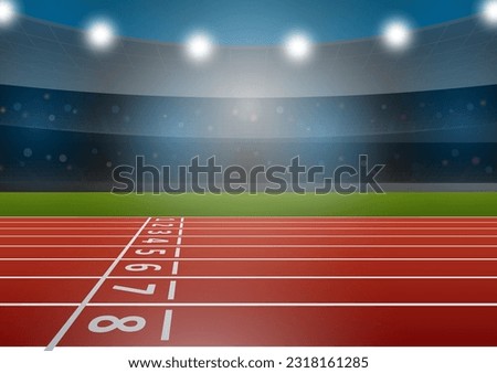 Running Track or Athlete Track in Stadium. Vector Illustration. Royalty-Free Stock Photo #2318161285
