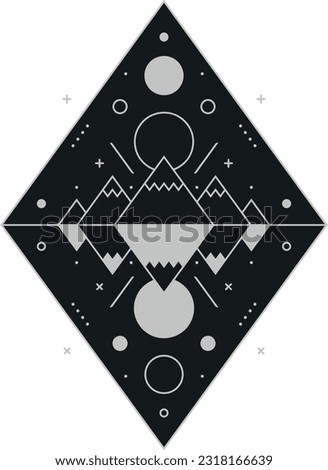 Vector illustration of day and night in geometric artistic style for tshirt, hoodie, website, print, application, logo, clip art, poster and print on demand merchandise.
