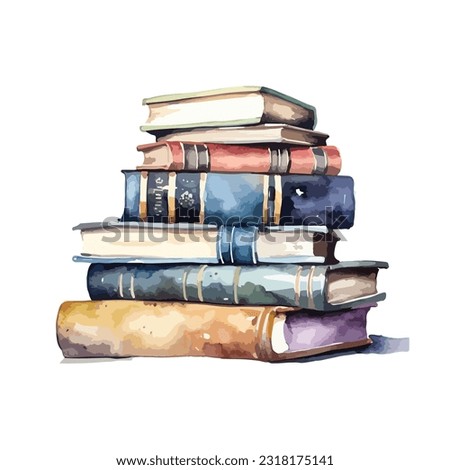 pile of books for education in watercolor