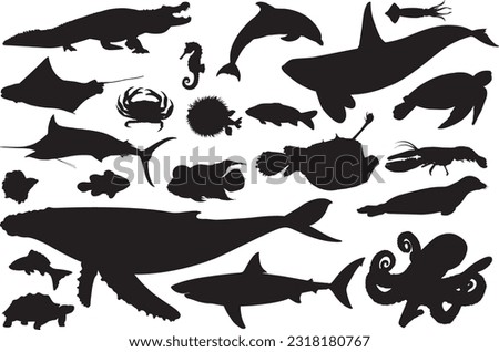 Animal Shilouette fish water sea illustration