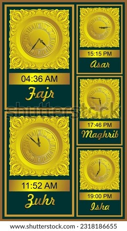Vector illustration of information timetable of world muslim prayers