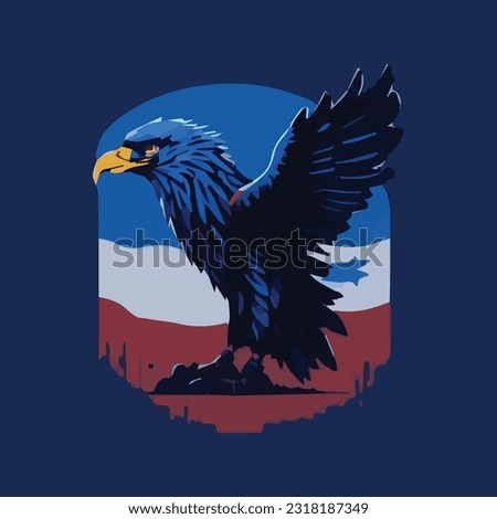 Eagle Vector Illustration Art With USA Flag