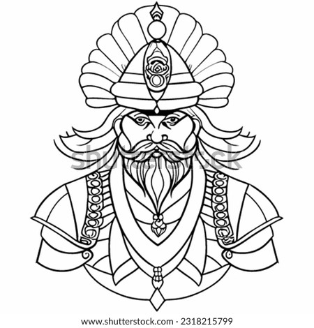 Illustration of Chhatrapati Shivaji Maharaj Jayanti . indian king . bharata . king rule . indian wear . head gear . 