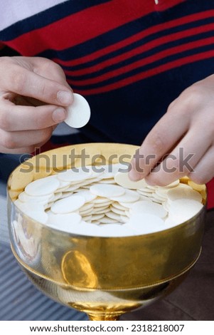 Host wafers in a Catholic church. Holy communion. 