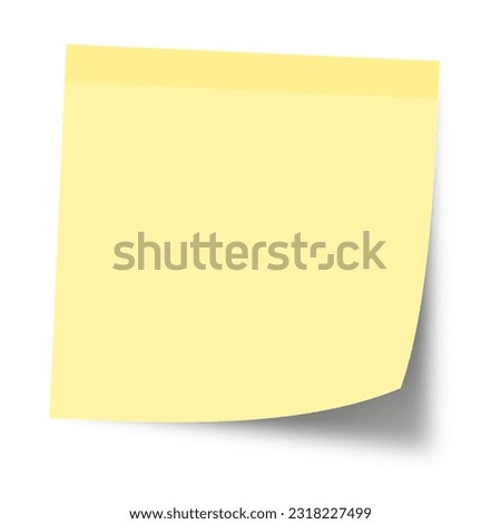 Yellow Blank Memo Sticky Notes Paper with shadow transparent from background. Simple Square Geometry form. Digital Art High resolution PNG Royalty-Free Stock Photo #2318227499
