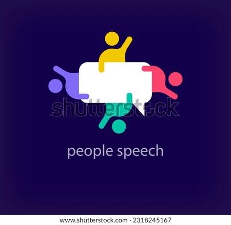 People team logo around creative speech. Unique color transitions. Unique teamwork speech logo template. vector Royalty-Free Stock Photo #2318245167
