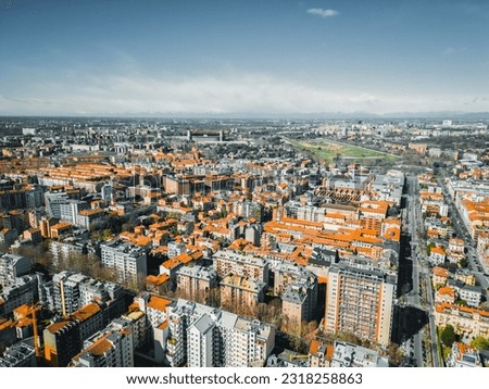 Panoramic Skyline Of Milan City Aerial. Aerial photography from top to bottom. Discover the beauty of earth.
Location Italy, Milan, Europe.