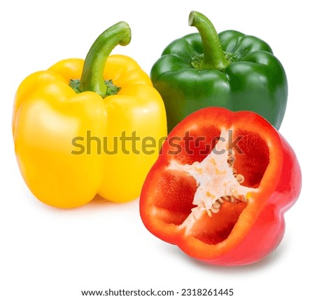 Red and Yellow Sweet pepper isolated on white background, Sweet Bell pepper on White Background With clipping path. Royalty-Free Stock Photo #2318261445