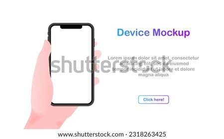 Device mockup. Flat, color, smartphone mockup, iPhone mockup. Vector illustration.