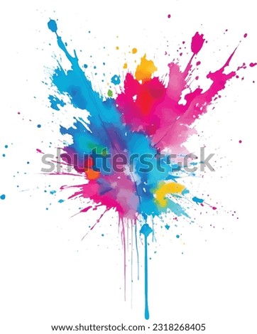 color splash,  stain brush, brush, Bright colorful watercolor splash splatter stain brush, Color powder splash, Bright colorful watercolor splash splatter stain brush strokes on white background. 