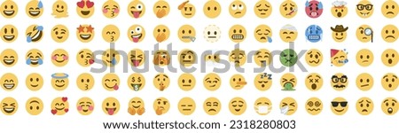 Set of iOS emoji. Funny emoticons faces with facial expressions. Full editable vector icons. iOS emoji. Detailed emoji icon from the WhatsApp, Facebook, twitter, instagram.