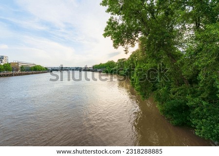 Scenic view of the River Loire estuary in Nantes, France Royalty-Free Stock Photo #2318288885