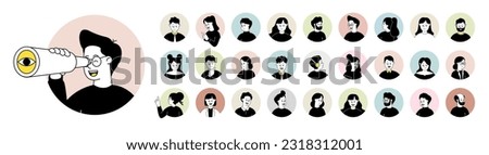 Collection of people avatar icons. Charaters for social media and networking, website and app design and development, user profile, user profile icons. Vector illustration Royalty-Free Stock Photo #2318312001