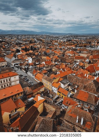 Red tiled roofs from above